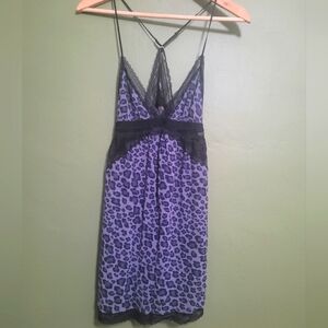Victoria’s Secret Lace & Leopard Slip – Purple/Black – Size Small